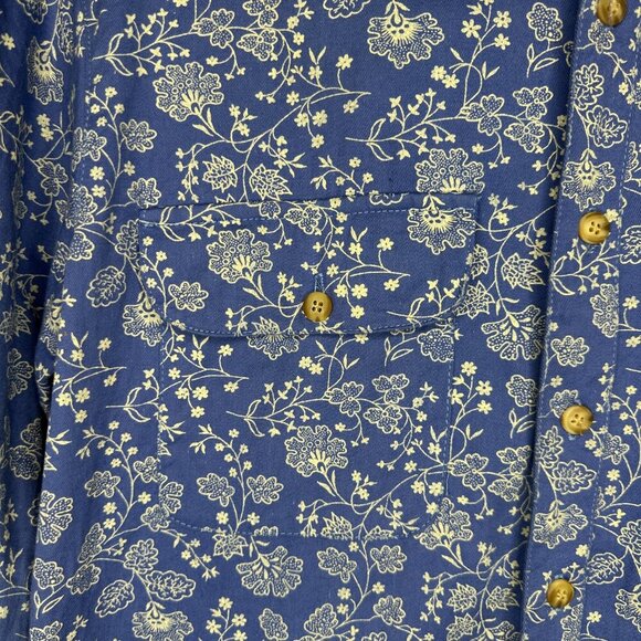 Bushwacker Vintage Mens Button Down Blue Floral Shirt 100% Cotton Size Small - Picture 2 of 9